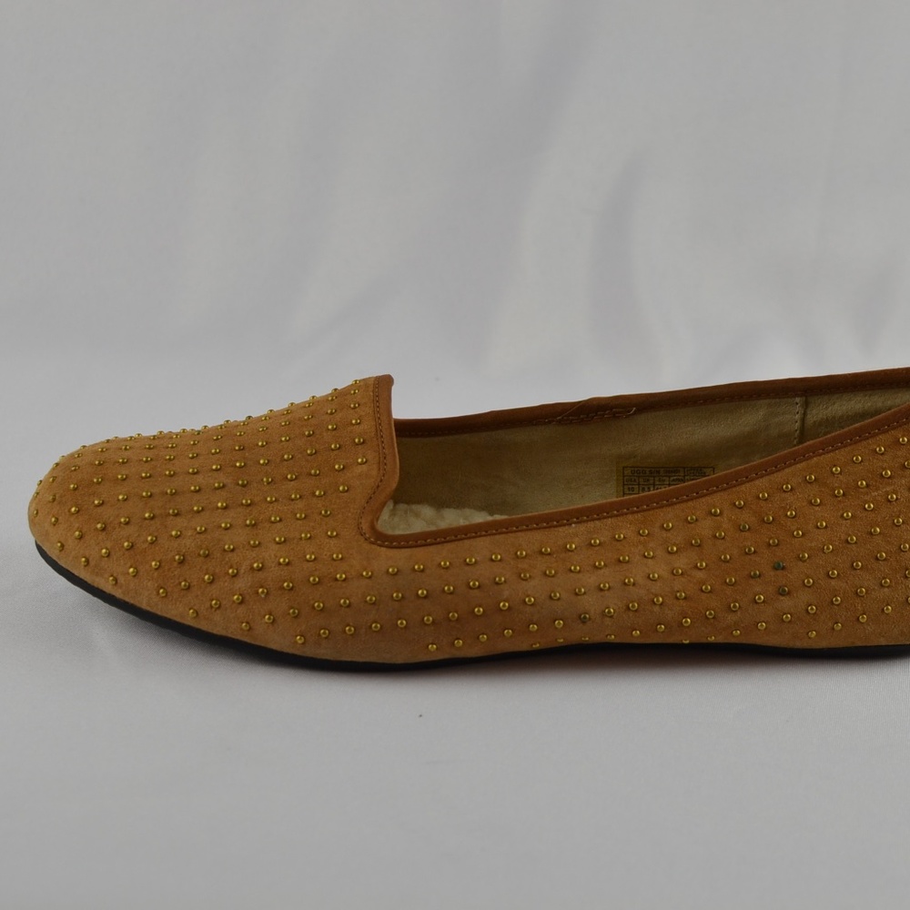 UGG WMN Brown Suede Brass Dots Style Flats 10